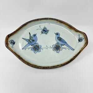 Vintage Palomar Tonala Stoneware Tray Signed Hand Painted Mexico Tlaquepaque